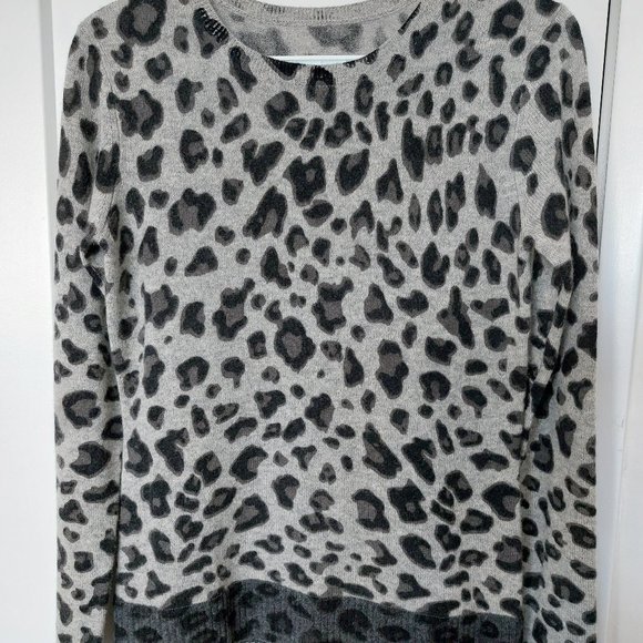 SOURCE UNKNOWN Women's Leopard Print Long Sleeve Top - Black/Grey - Size Small - Picture 1 of 8